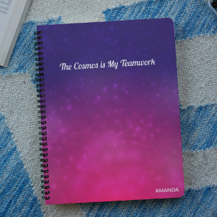 The cosmos Is my Teamwork Quote l Pink & Purple  Notebook