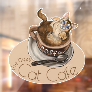 The Cosy Cat Cafe Coffee Cat Window Cling