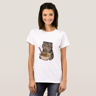  The Cosy Cat Slurping Noodles T-Shirt