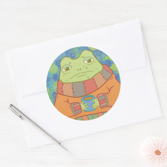 The Cosy Frog Classic Round Sticker (Envelope)