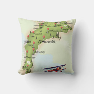 The Cotswolds Vintage Map Cushion