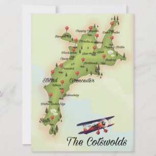The Cotswolds Vintage Map Invitation