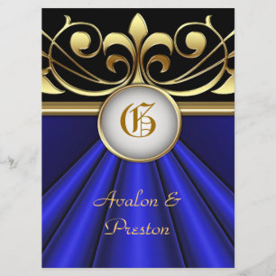 The Count Blue Silk Gold Crown Invitation