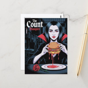 The Count Vampire With a Cheeseburger Postcard