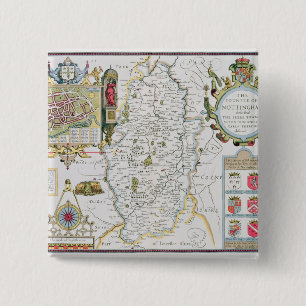 The Countie of Nottingham, engraved by Jodocus 15 Cm Square Badge