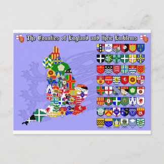 The Counties of England, their flags & emblems Postcard