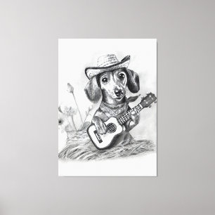 The country crooner dachshund canvas print
