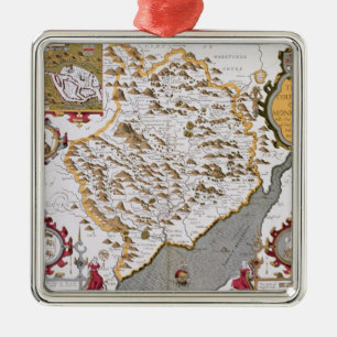 The Countye of Monmouth, engraved by Jodocus Metal Tree Decoration
