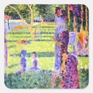 The Couple by Georges Seurat, Vintage Pointillism Square Sticker