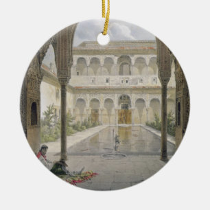 The Court of the Alberca in the Alhambra, Granada, Ceramic Tree Decoration