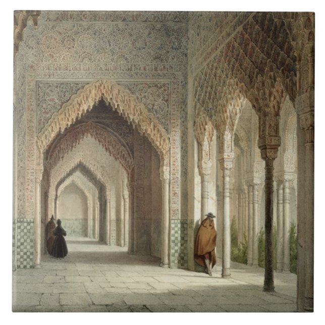 The Court Room of the Alhambra, Granada, 1853 (lit Tile (Front)