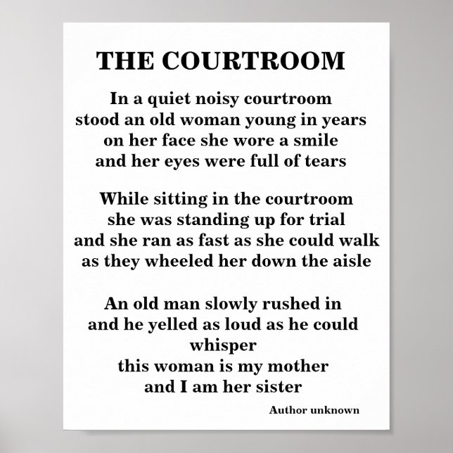 THE COURTROOM POEM POSTER (Front)