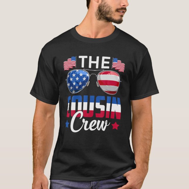 The Cousin Crew USA Flag Sunglasses Family Matchin T-Shirt (Front)
