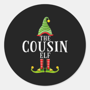 The Cousin Elf Funny Matching Pajama Xmas  Classic Round Sticker