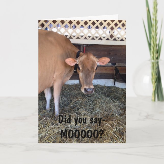 THE COW ASKS "DID U SAY MOO?"/LOVE YOU, TOO CARD (Front)