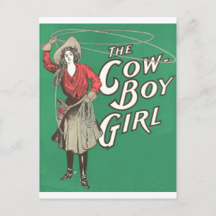 The Cow Boy Girl - Vintage Postcard