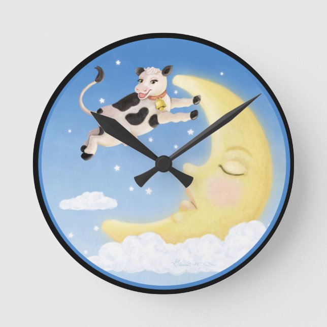 The Cow Jumped Over the Moon Round Clock (Front)