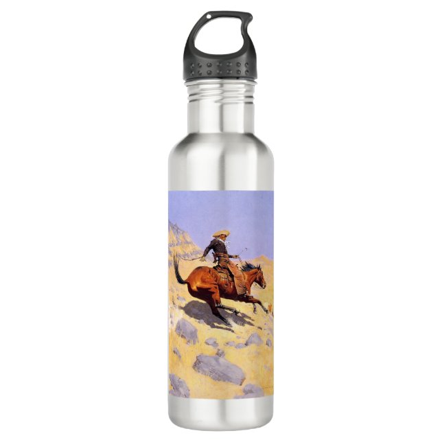 The Cowboy (by Frederic Remington) 710 Ml Water Bottle (Front)