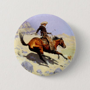 The Cowboy by Remington, Vintage Cavalry Military 6 Cm Round Badge
