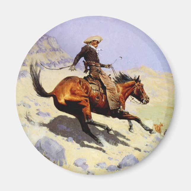 The Cowboy by Remington, Vintage Cavalry Military Magnet (Front)