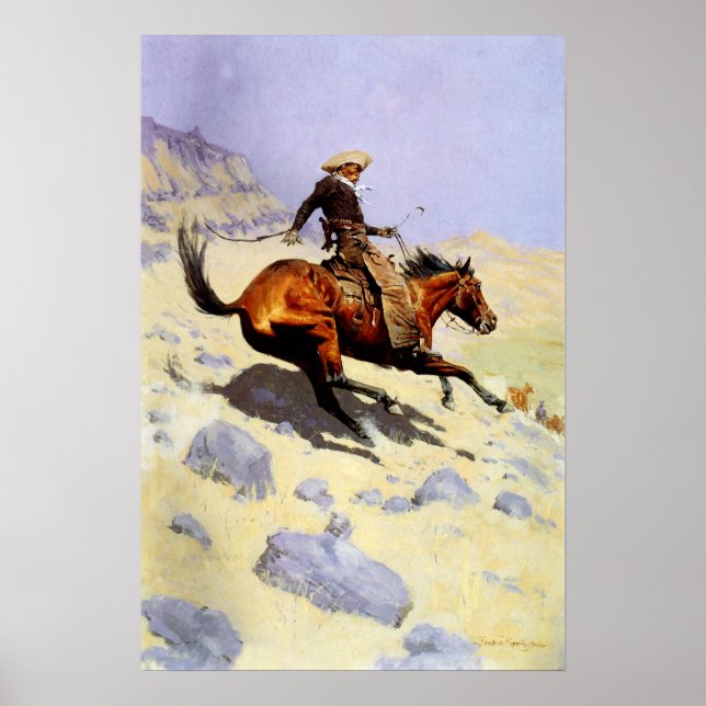 The Cowboy by Remington, Vintage Cavalry Military Poster (Front)