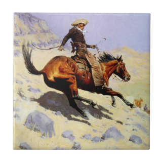 The Cowboy by Remington, Vintage Cavalry Military Tile