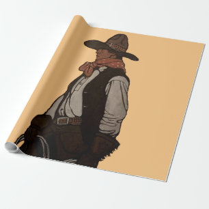 The Cowboy Magazine Cover by NC Wyeth Wrapping Paper