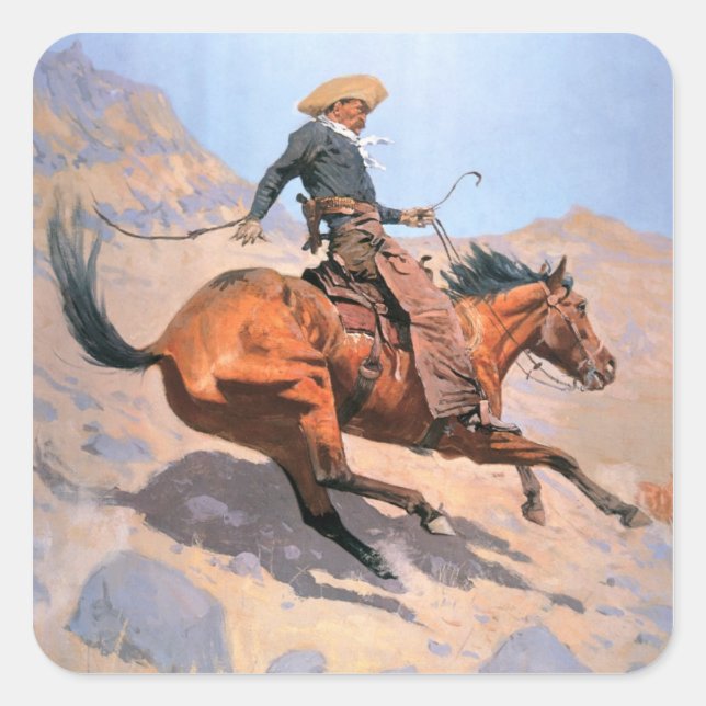 The Cowboy (oil on canvas) Square Sticker (Front)