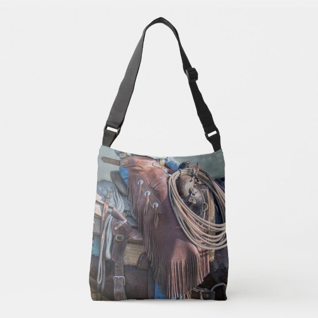The cowboy way western saddle tote. crossbody bag (Front)