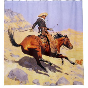 The Cowboy Western Art by Frederic Remington Shower Curtain