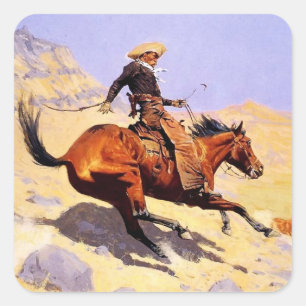 The Cowboy Western Art by Frederic Remington Square Sticker