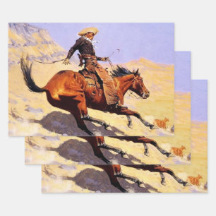 The Cowboy Western Art by Frederic Remington Wrapping Paper Sheet