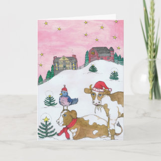 The Cows Come Home For Christmas Holiday Card