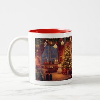 The Cozy Christmas Festive livingroom Two-Tone Coffee Mug