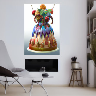 The crazy birthday cake | AI Art Poster