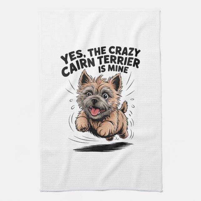  The Crazy Cairn Terrier is Mine Tea Towel (Vertical)