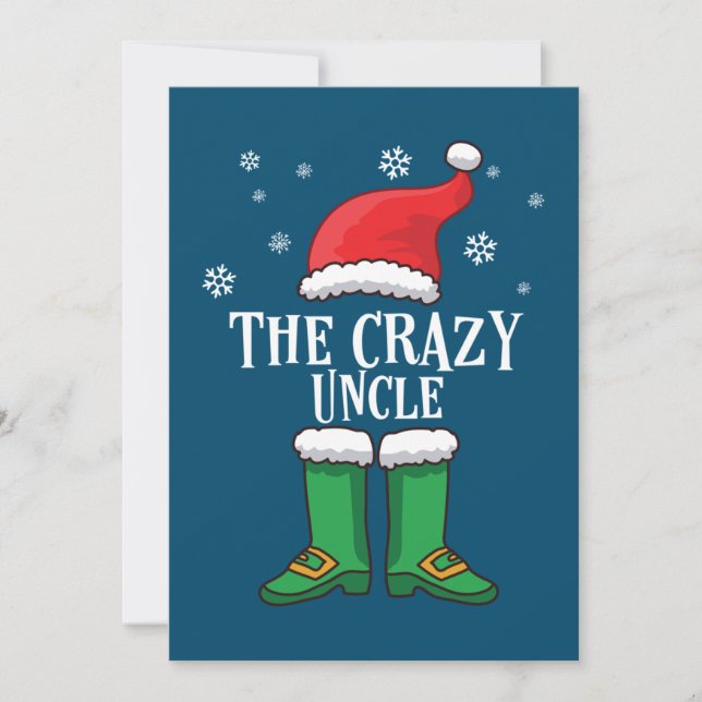 The Crazy Uncle - Matching Family Christmas Elf Holiday Card (Front)
