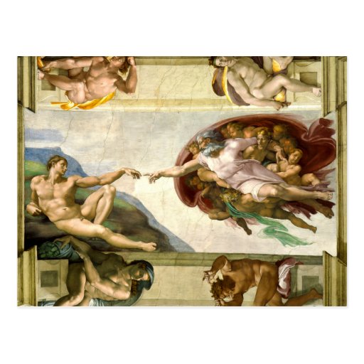 Image of The Creation of Adam by Michelangelo Fine Art Postcard