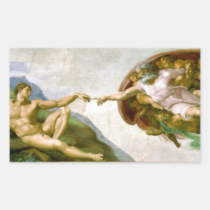 The Creation of Adam by Michelangelo Rectangular Sticker