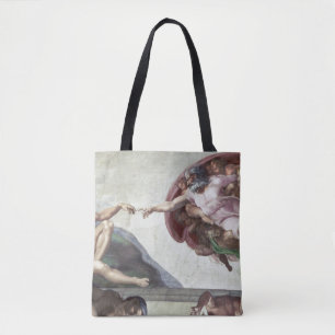 <The Creation of Adam> by Michelangelo Tote Bag