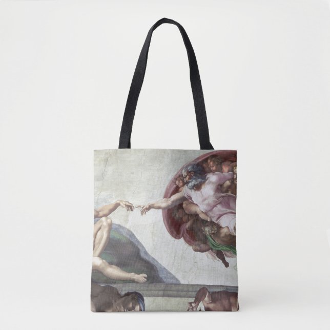 <The Creation of Adam> by Michelangelo Tote Bag (Front)