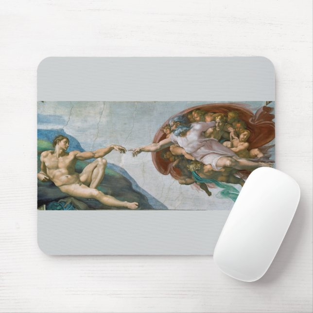 The Creation of Adam (c. 1511) | Michelangelo Mouse Mat (With Mouse)