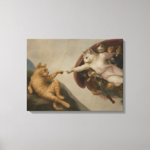 The Creation of Adam Cats Renaissance Parody Art Canvas Print