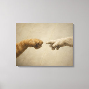 The Creation of Adam Cats Renaissance Parody Art Canvas Print