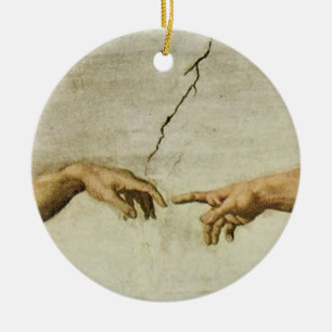 The Creation of Adam Close Up Detail Ceramic Tree Decoration