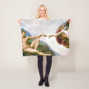 The Creation of Adam, Michelangelo, 1508-1512 Fleece Blanket