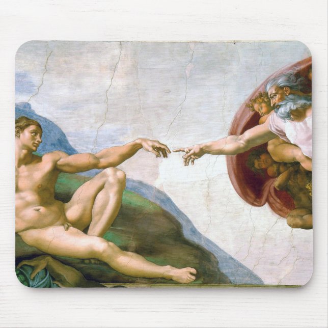 The Creation of Adam, Michelangelo, 1508-1512 Mouse Mat (Front)