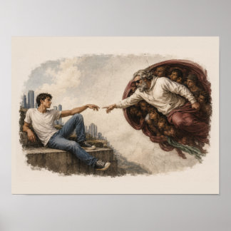 The Creation of Adam - Modern Twist Poster