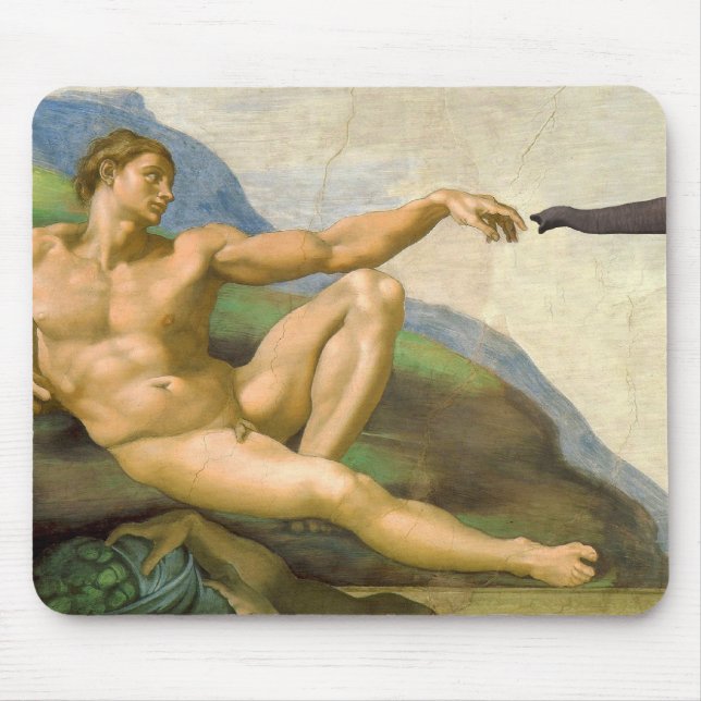 The Creation Of Adam Parody Mouse Mat (Front)