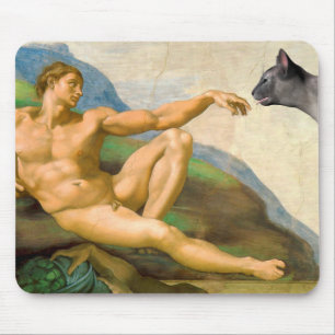 The Creation Of Adam Parody Mouse Mat